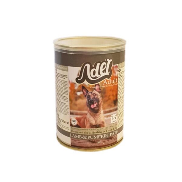 کنسرو پته سگ بالغ با طعم گوشت بره و کدو تنبل 400 گرمی ادل - تصویر 1
