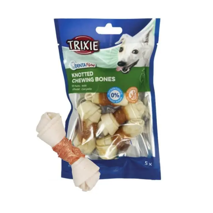 Trixie Double-ended Calcium Dental Treat with Meat Wrap for Dogs, 5 Pieces, 70 Grams